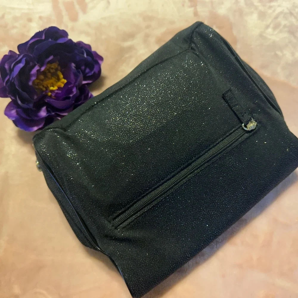 Lancome Black Sparkly Cosmetic Travel Bag